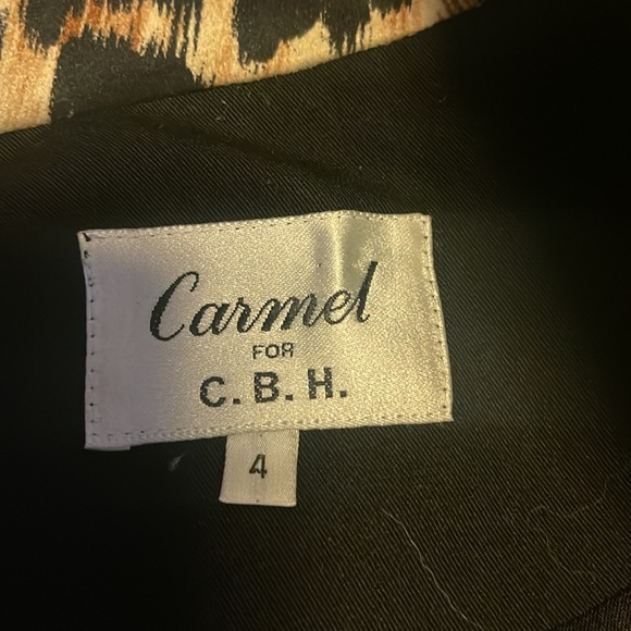 Carmel Double Breasted black Blazer with Leopard Accent - Picture 5 of 5